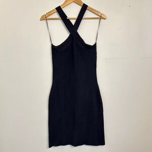 House of Harlow 1960 Ribbed Halter Mini‎ Dress Black Size M